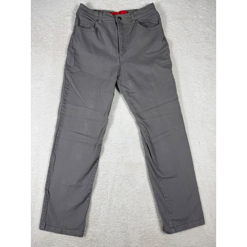 Gloria Vanderbilt Straight Leg Pants Women 10 Grey Excellent Stretch Casual